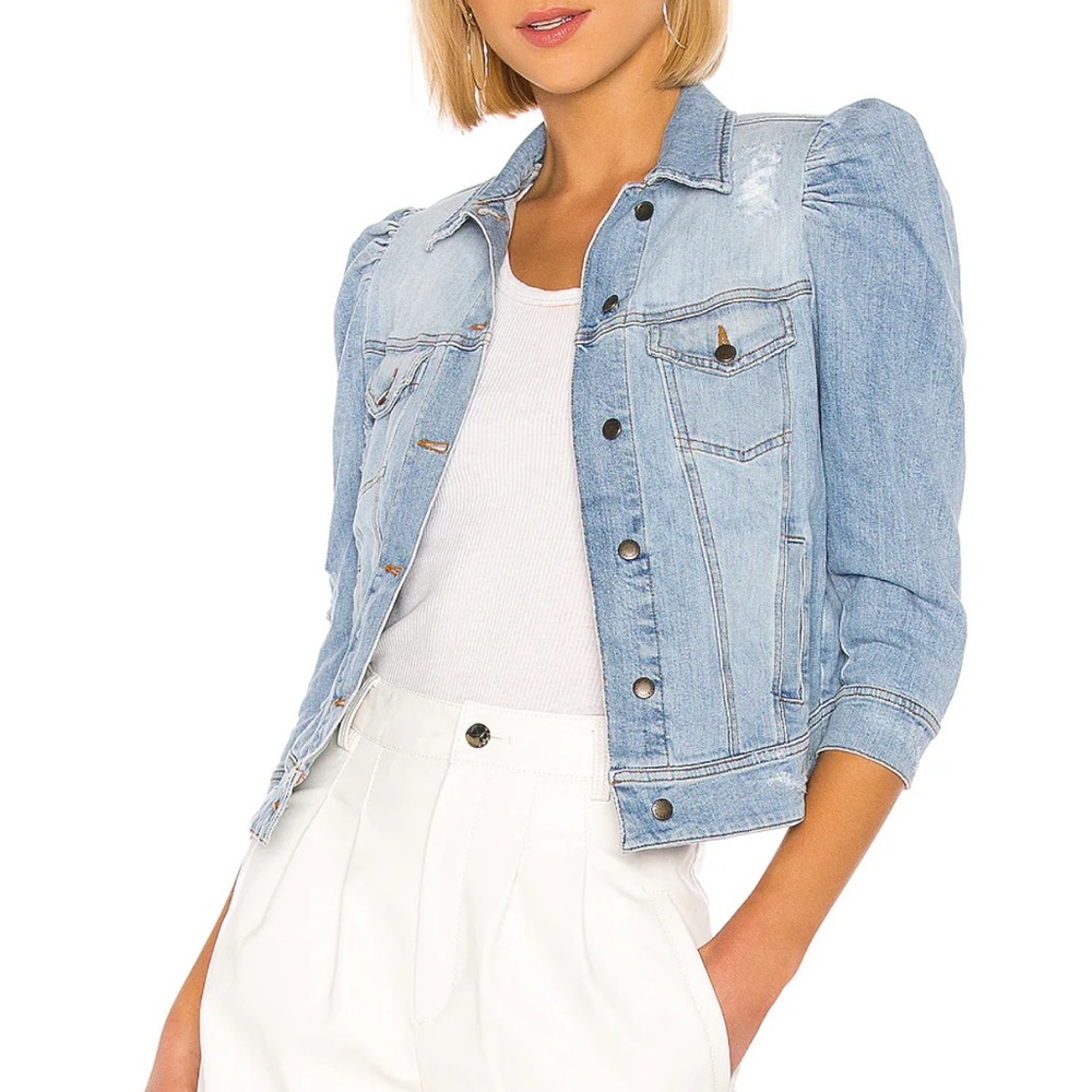 Retrofete Light Denim Jacket with Puff Sleeve Detail in Women’s Extra Small